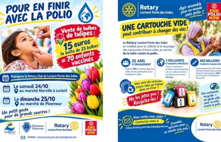 Les  actions du Rotary club de Lorient Porte des Indes en faveur de l'éradication de la polio